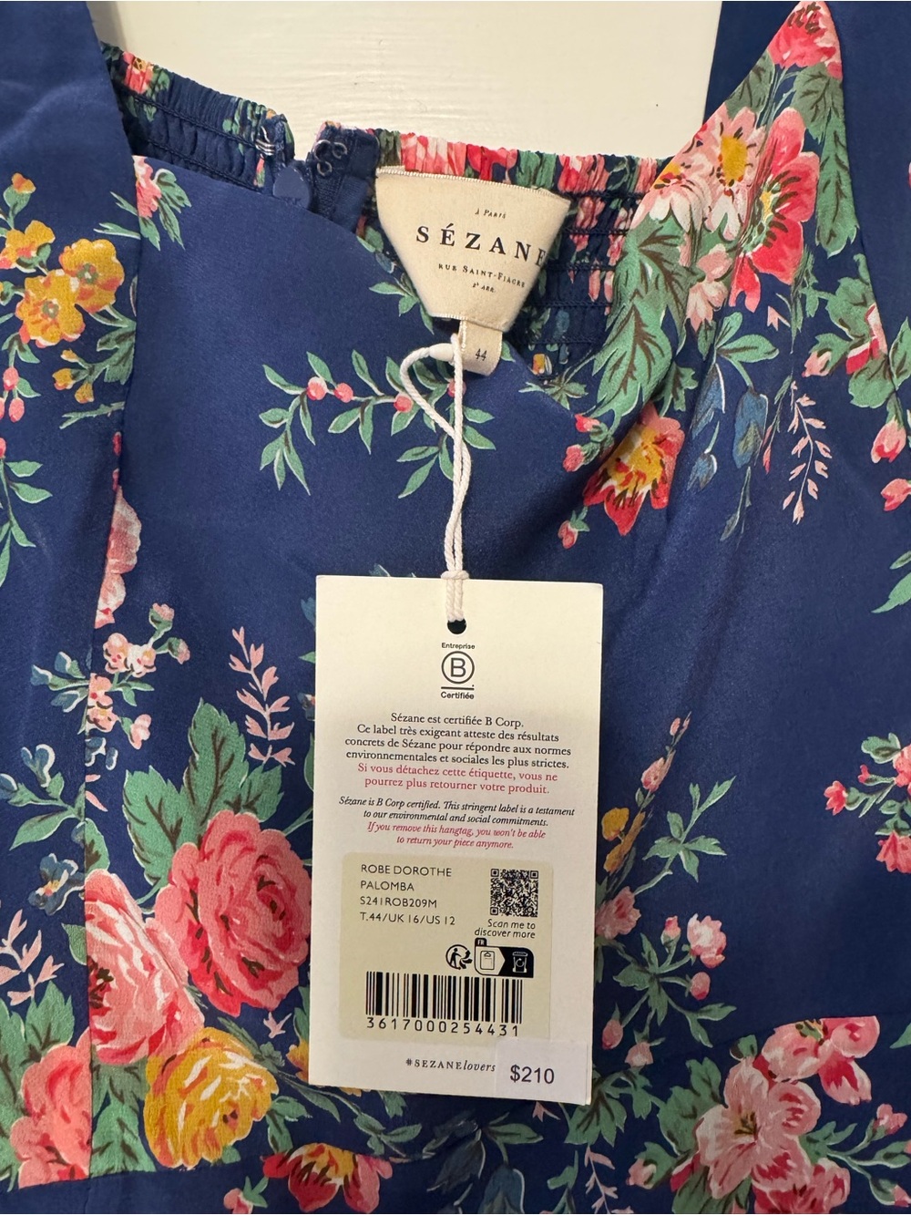 Sezane NWT Dorothe Silk Floral Mini Dress - Picture 5 of 11